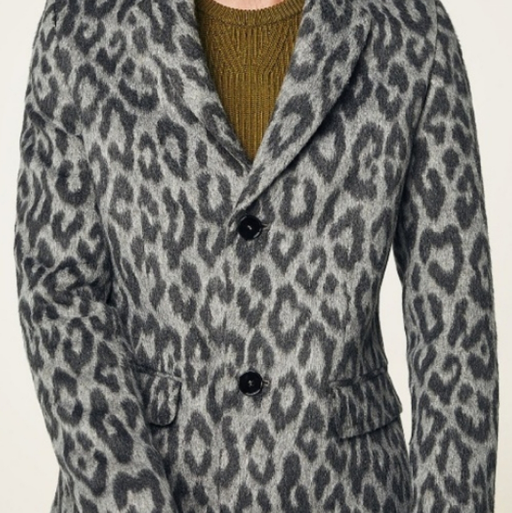 Mens Zara  wool leopard coat